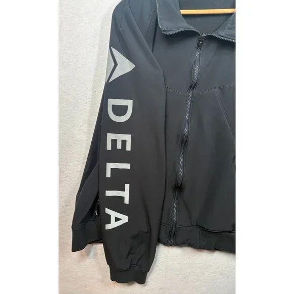 Lands End for Delta Airlines Bomber Jacket Black Spell Out Logo Size XXL Tall - Picture 2 of 6